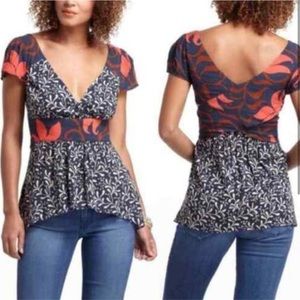 Anthropologie Vanessa Virginia Flutter Sleeve Top Size 12